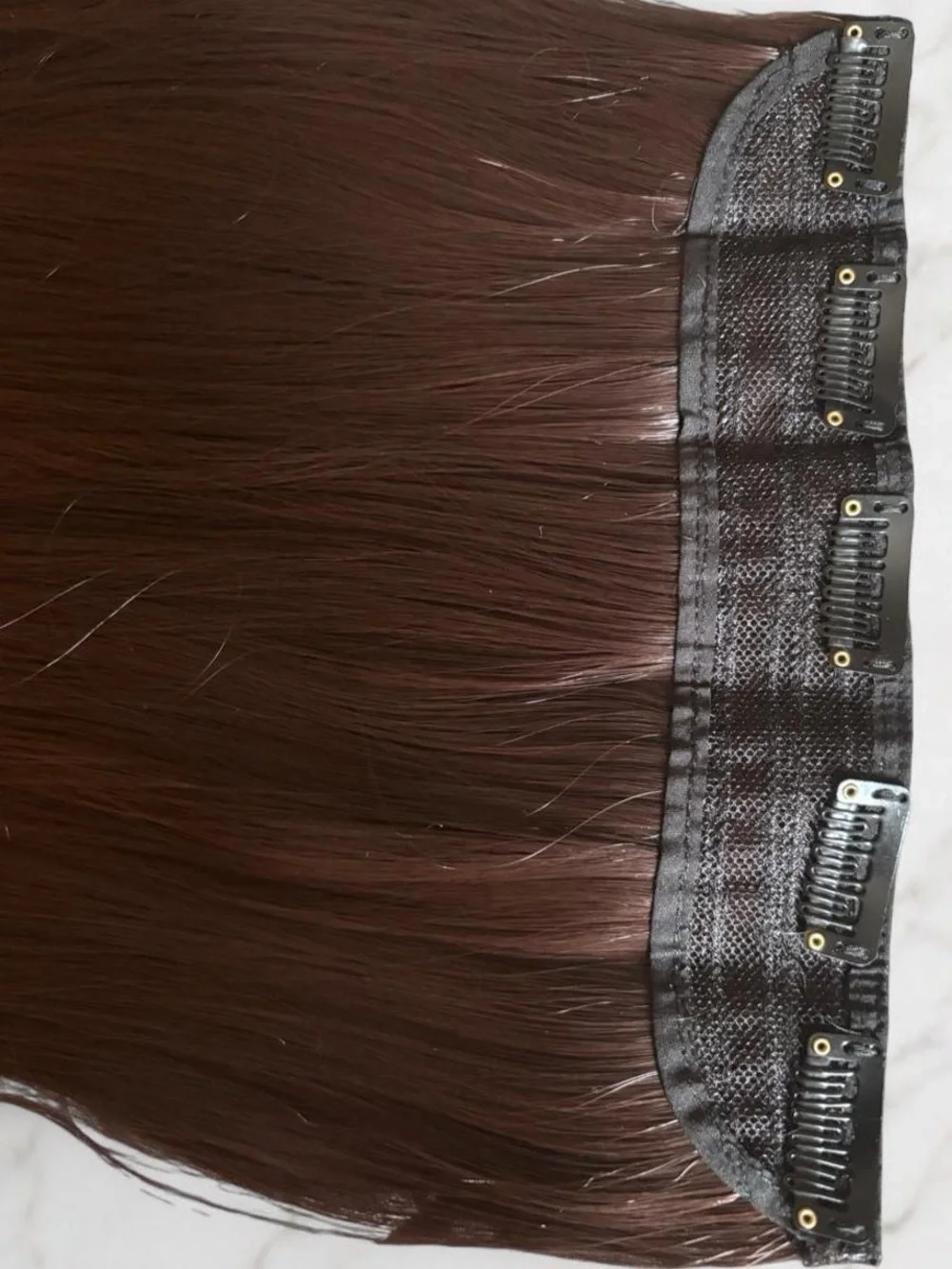 22 Inch Heat Safe Clip-In Straight Hair Extension - Dark Brown 5 Clips 1 Band